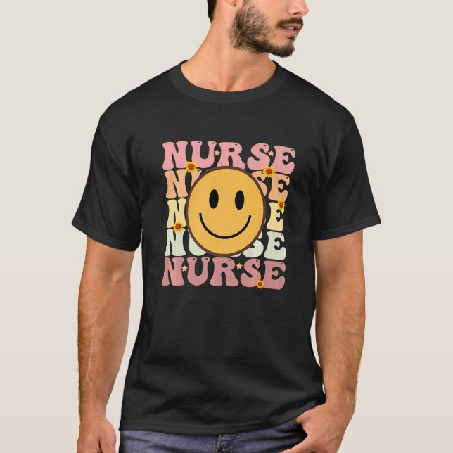 Camiseta Nurse Groovy Retro Hippie   (Frente)