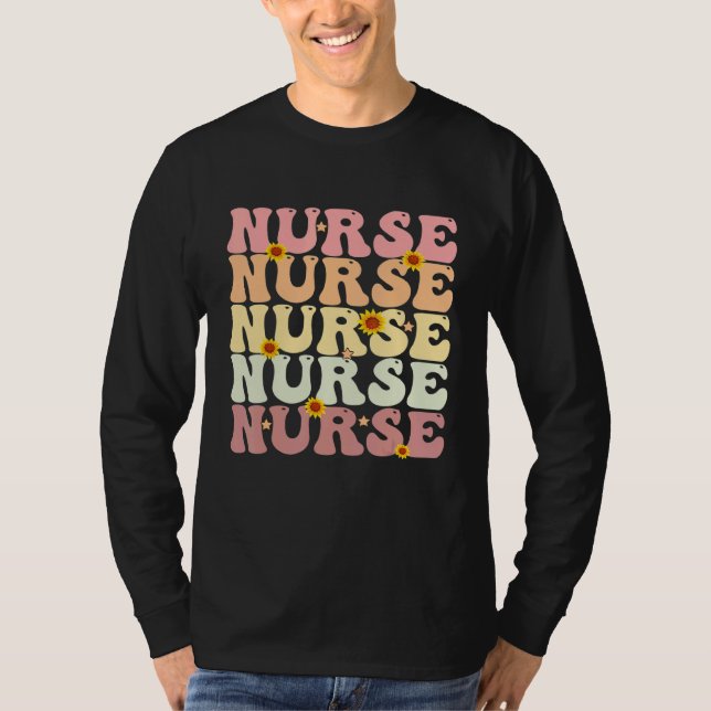 Camiseta Nurse Groovy Retro Hippie 2 (Frente)