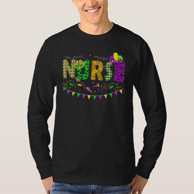 Camiseta Nurse Mardi Gras Leopard New Orleans Carnival Funn (Frente)