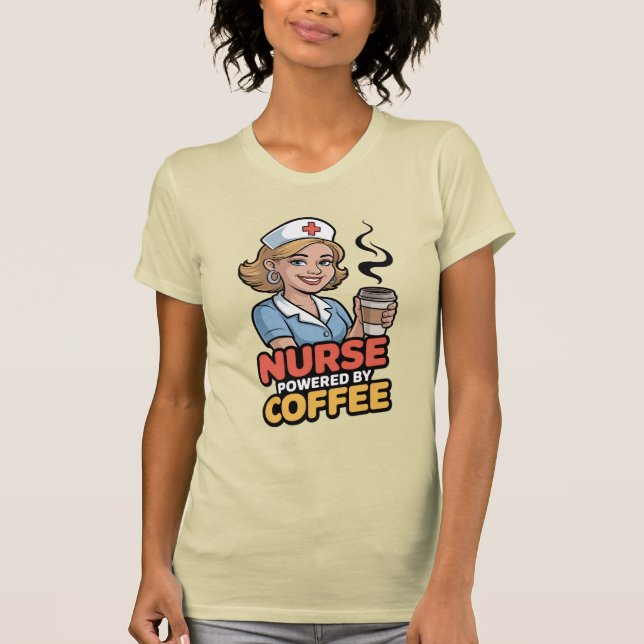 Camiseta Nurse Powered by Coffee T-shirt (Frente)