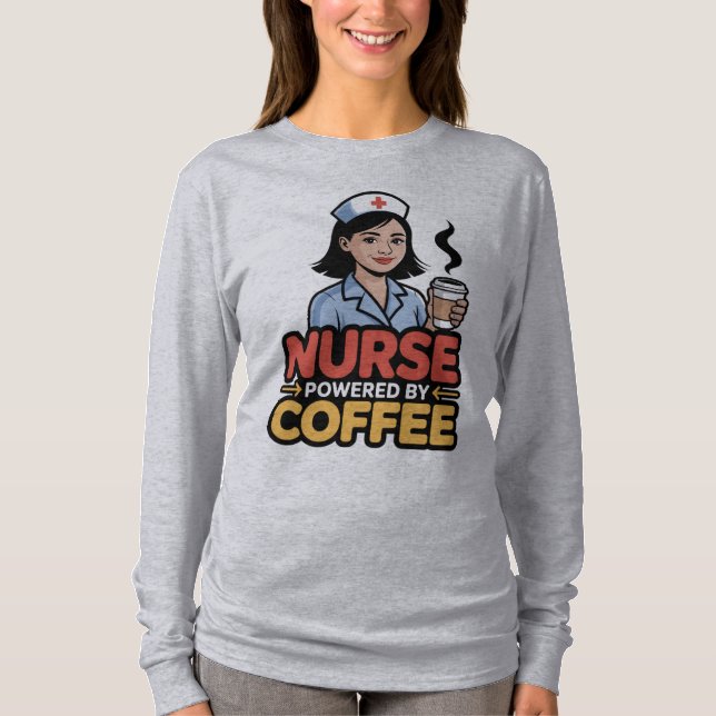 Camiseta Nurse Powered by Coffee T-shirt (Frente)