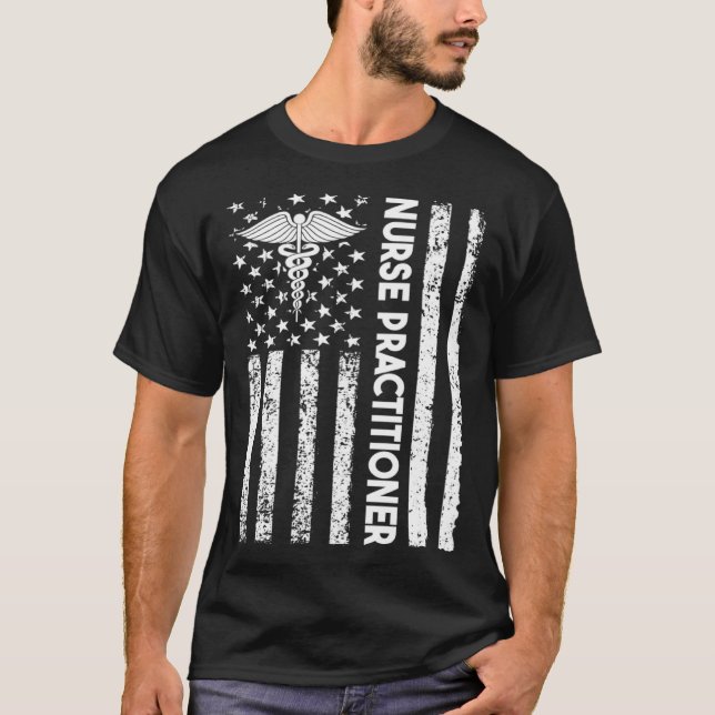 Camiseta Nurse Practitioner USA Flag Medical Caduceus NP Nu (Frente)