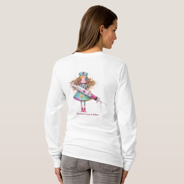 Camiseta Nurse sayings- Nursing is love in action. (Parte Traseira Completa)
