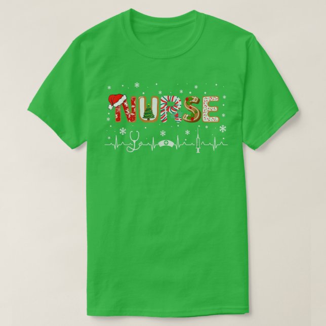 Camiseta Nurse Stethoscope Christmas Tree Ornaments Xmas Fu (Frente do Design)