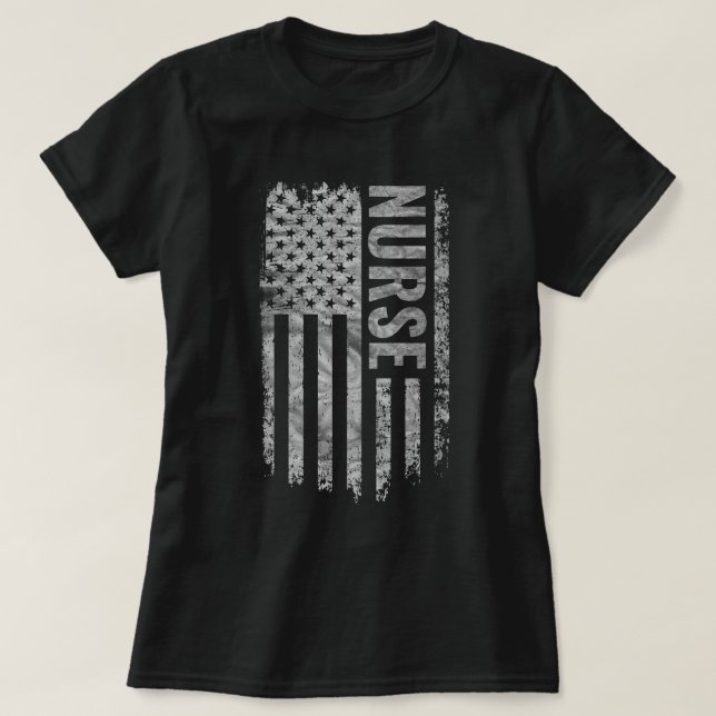 Camiseta Nurse USA Flag Distressed design (Frente do Design)