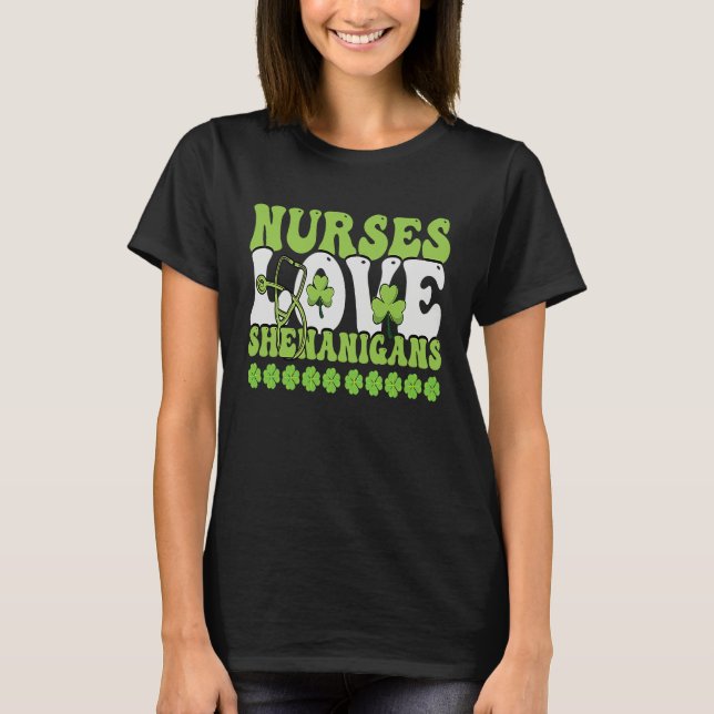 Camiseta Nurses Love Shenanigans Cute  Nurse St Patricks Da (Frente)