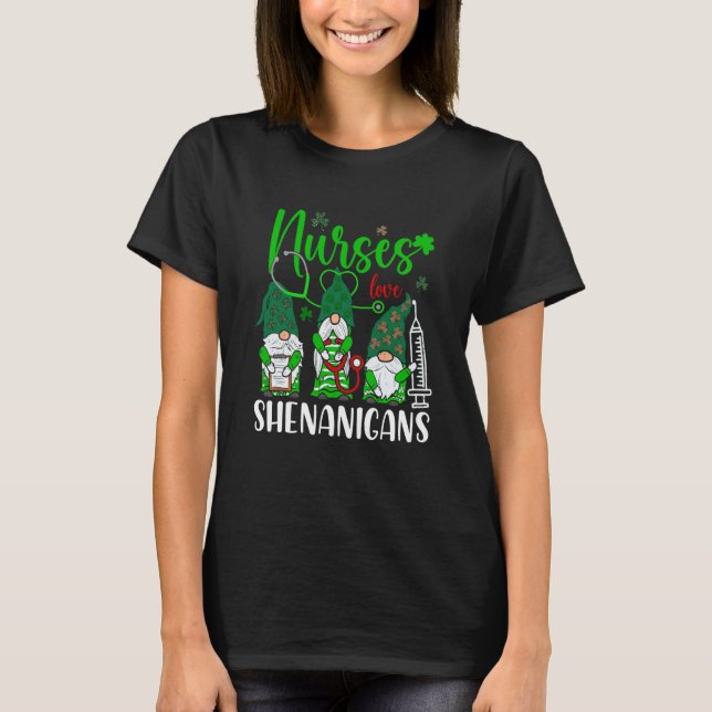 Camiseta Nurses Love Shenanigans Gnomes Nurse St Patricks D (Frente)