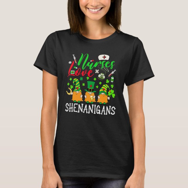 Camiseta Nurses Love Shenanigans Gnomes Nurse St Patricks D (Frente)
