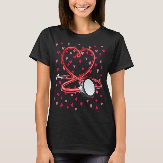 Camiseta Nurses Valentines Day Hearts Stethoscope and Heart (Frente)