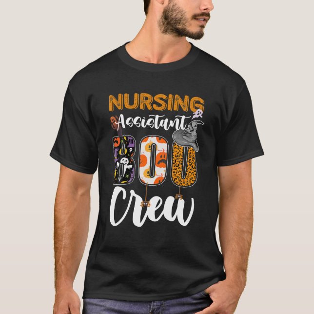 Camiseta Nursing Assistant Boo Crew Ghost Fun CNA Halloween (Frente)