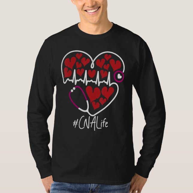 Camiseta Nursing Stethoscope Heart CNA Valentine's Day (Frente)