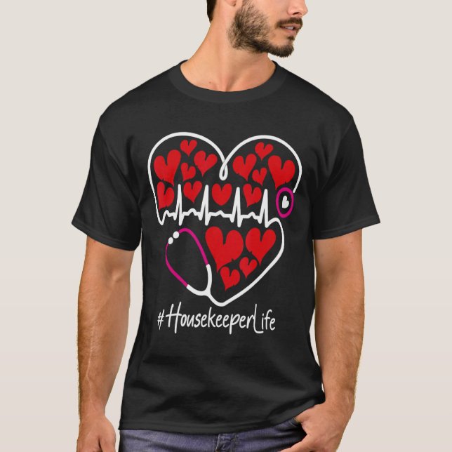 Camiseta Nursing Stethoscope Heart Housekeeper Valentines  (Frente)
