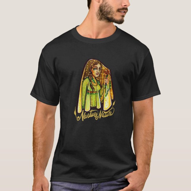 Camiseta Nurture Nature Goddese Witchy Woman Trabalho de ar (Frente)