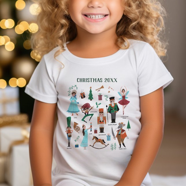 Camiseta Nutcracker Balé caracteres bonitos de Natal (Nutcracker Ballet characters cute Christmas T-Shirt)