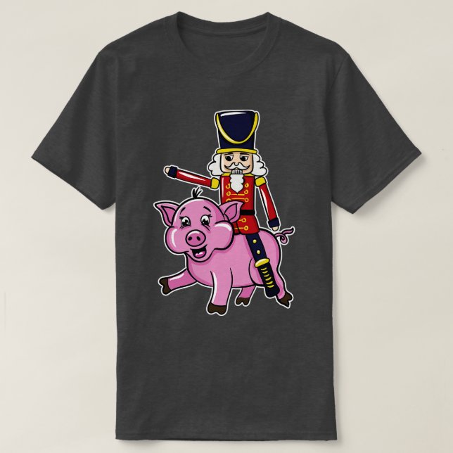 Camiseta Nutcracker Doll Riding Pig (Frente do Design)