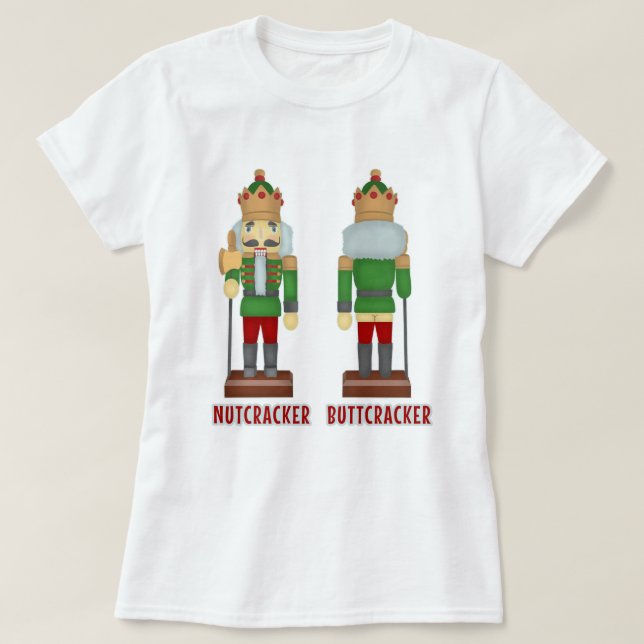 Camiseta Nutcracker engraçado Buttcracker do Natal cómico (Frente do Design)
