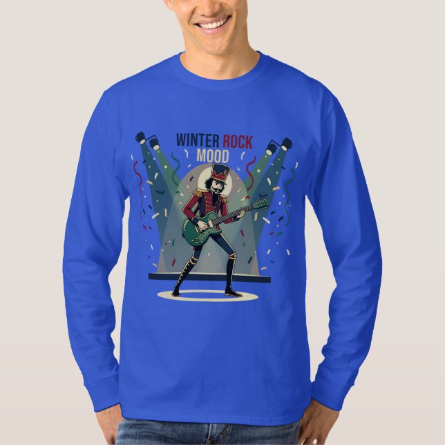 Camiseta Nutcracker Rocker – Arte Musical de Inverno (Frente)