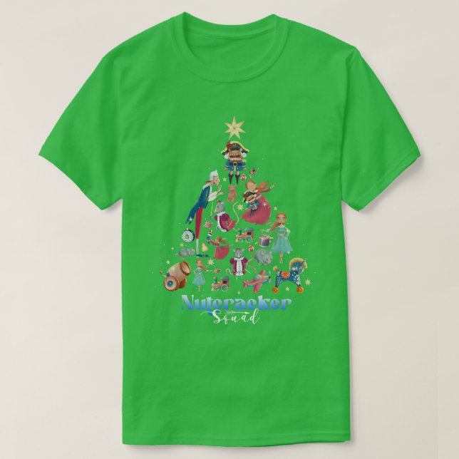 Camiseta Nutcracker Squad Ballet Dance Christmas Tree Xmas  (Frente do Design)