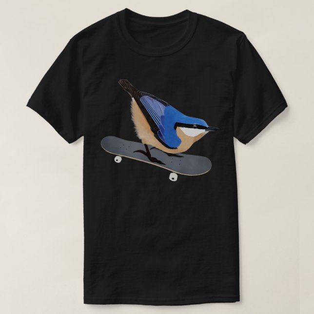 Camiseta Nuthatch Bird Skateboard Birdwatcher Animal Biolog (Frente do Design)