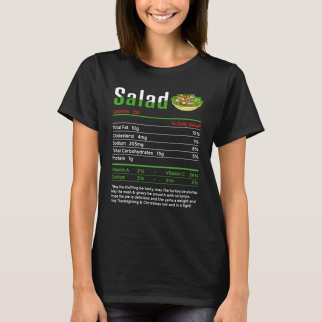 Camiseta Nutrição da Salada de comida Fatos de Ação de Graç (Frente)