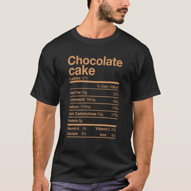 Camiseta Nutrição de bolos de chocolate Fatos de Comida Açã (Frente)