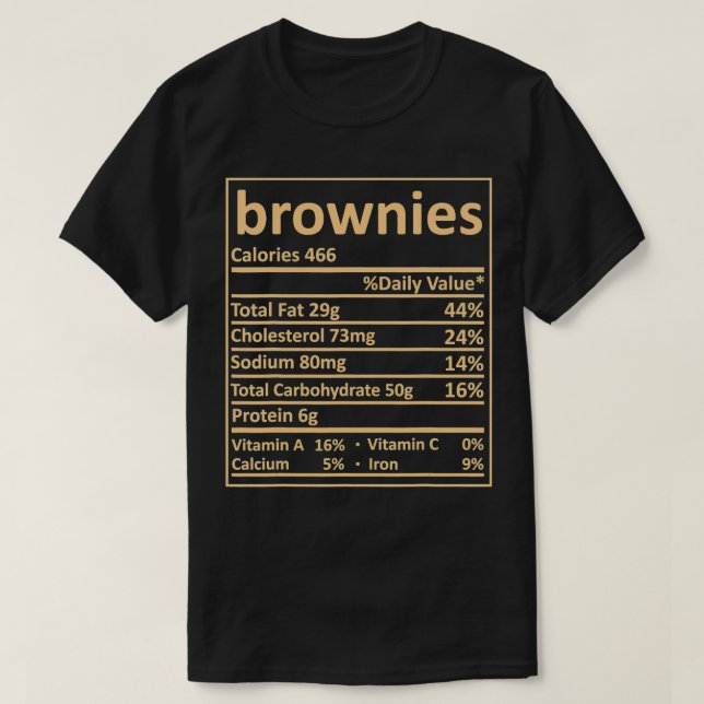 Camiseta Nutrição de Brownition Graças Fatos de Comida (Frente do Design)