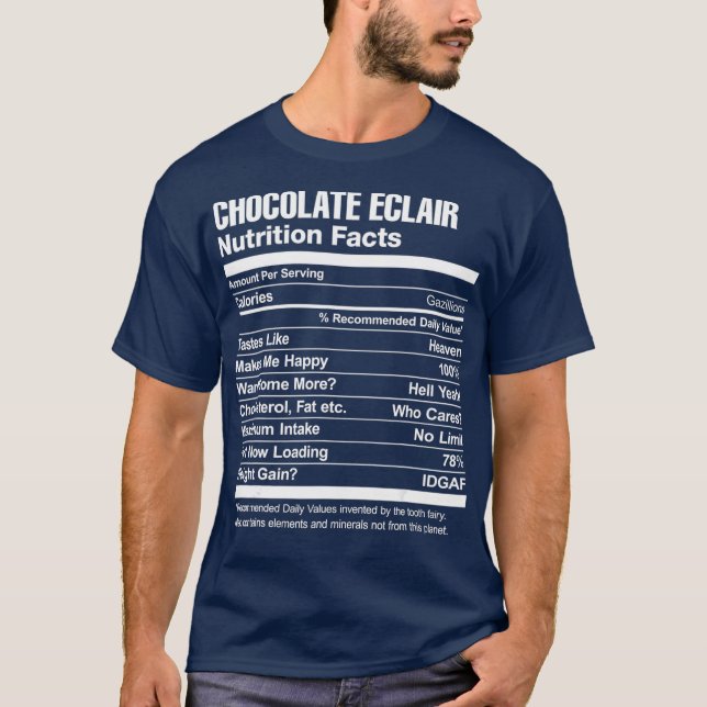 Camiseta Nutrição de Eclair de Chocolate Fala Engraçado (Frente)