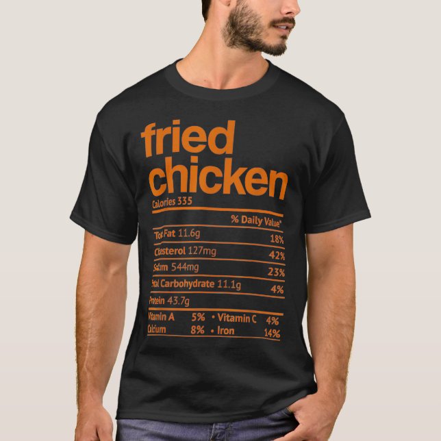 Camiseta Nutrição De Frango Fritada Fato Engraçado Ação De  (Frente)
