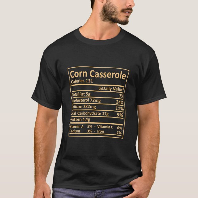 Camiseta Nutrição de Milho em Casserole Fatos de Comida de  (Frente)