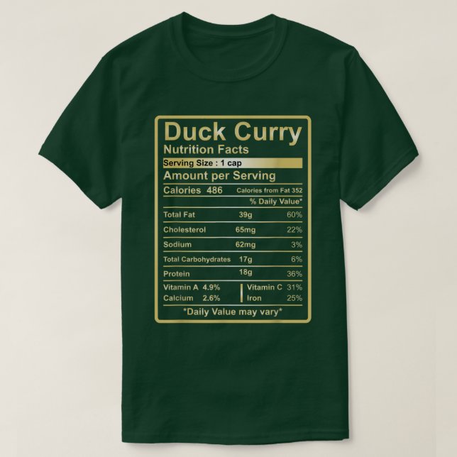 Camiseta Nutrição de Pato Curry Fata Comida Engraçada para  (Frente do Design)