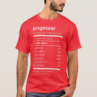 Camiseta Nutrição engenheiro Fatos Nutricionais Engraçados