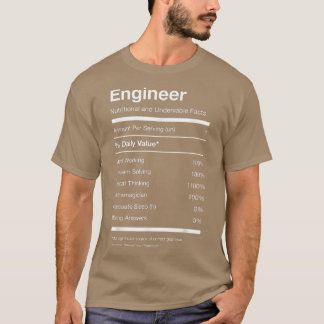 Camiseta Nutrição engenheiro Fatos Nutricionais Engraçados