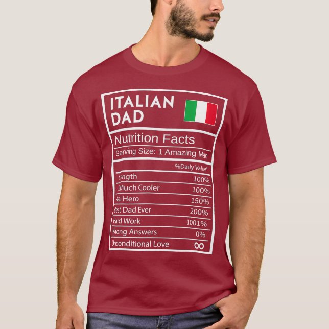 Camiseta Nutrição italiana de Pais Fatos do Orgulho Naciona (Frente)