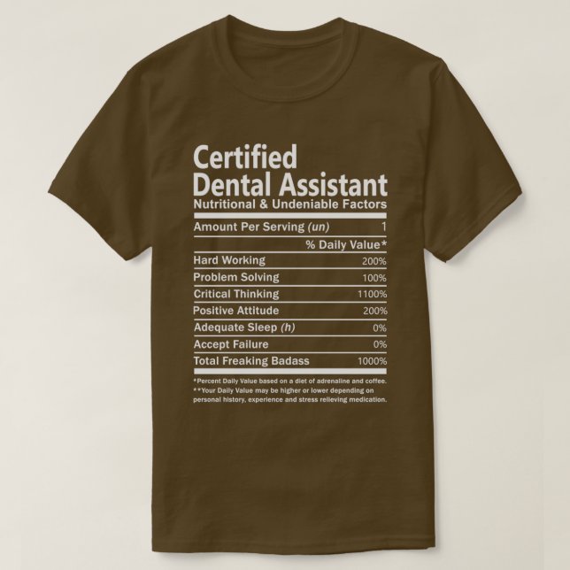 Camiseta Nutricional e Undenia do Assistente Dental Certifi (Frente do Design)