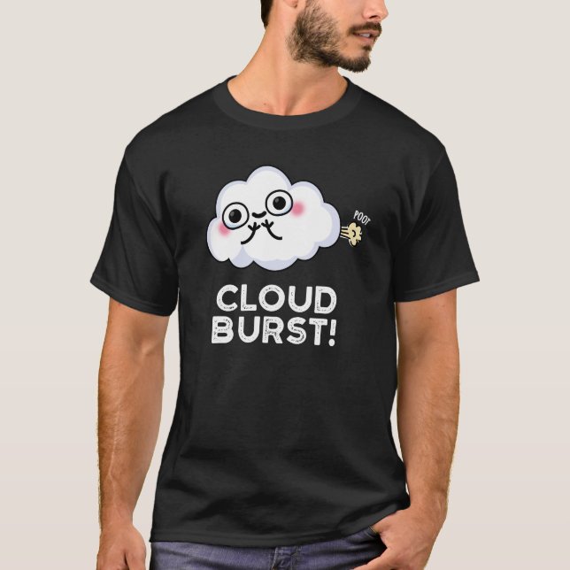 Camiseta Nuvem Burst Engraçado Nuvem Fart Pun Dark BG (Frente)