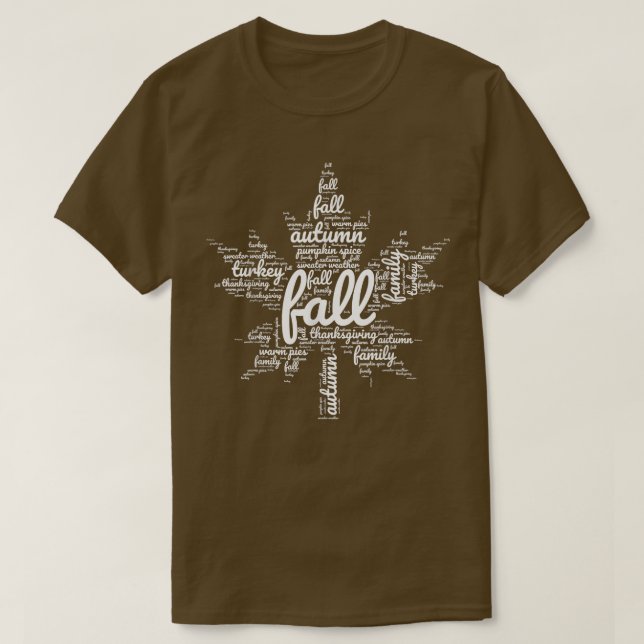 Camiseta Nuvem de Palavra de outono (Frente do Design)