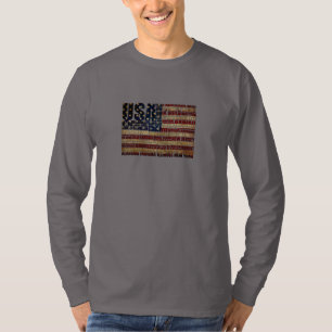 Camiseta Nuvem de Palavras da Bandeira dos EUA Arte com Tod