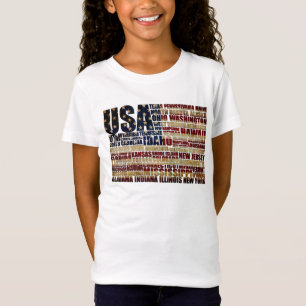 Camiseta Nuvem de Palavras da Bandeira dos EUA Arte com tod
