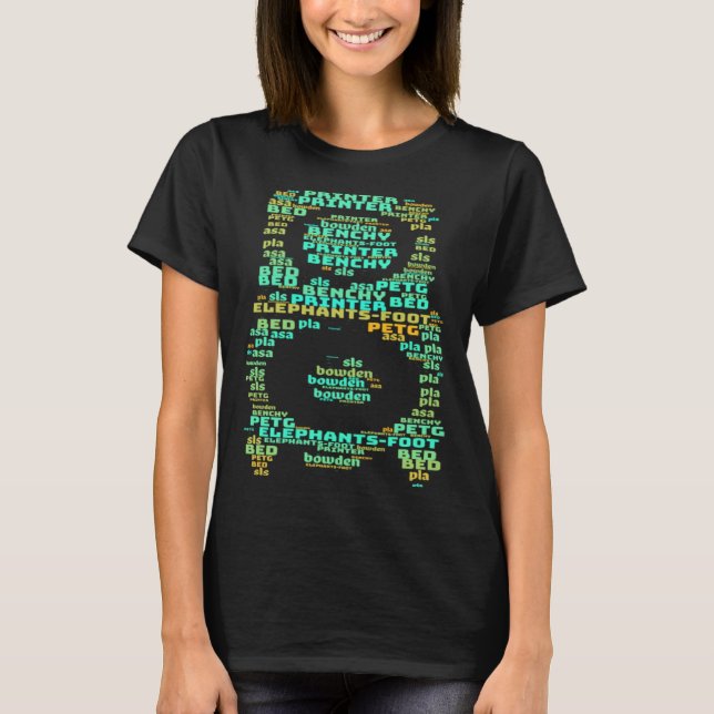 Camiseta Nuvem de palavras da extremidade quente da impress (Frente)