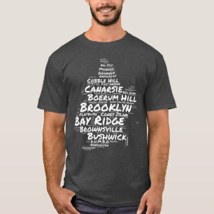 Camiseta Nuvem de Palavras de Bairros de Brooklyn Nova York