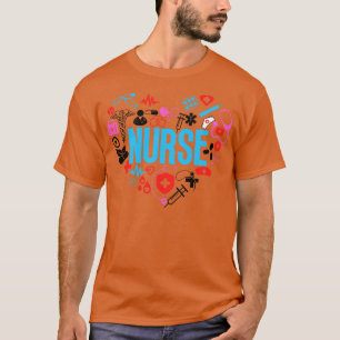 Camiseta Nuvem de Palavras de Enfermeiro Coração 2