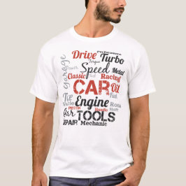 Camiseta Nuvem de Palavras de Entusiasta de Carros