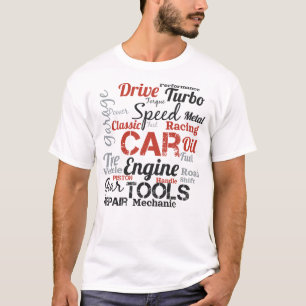 Camiseta Nuvem de Palavras de Entusiasta de Carros