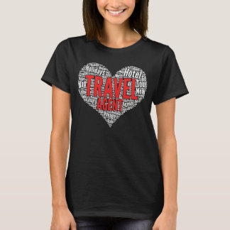Camiseta Nuvem de Palavras de Forma Coração do agente viage