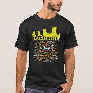 Camiseta Nuvem de Palavras de Pittsburghese e Silhouette de