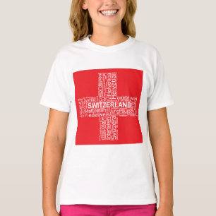 Camiseta Nuvem de Palavras de Sinalizador de suiça