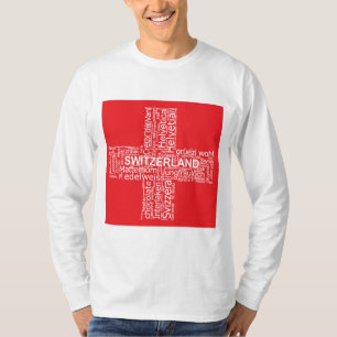 Camiseta Nuvem de Palavras de Sinalizador de suiça