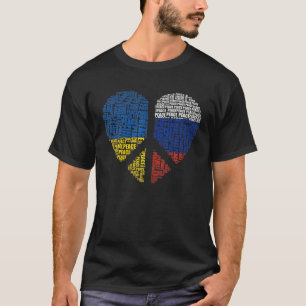 Camiseta Nuvem de Palavras do Coração da Paz na Rússia Ucra