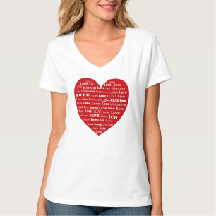 Camiseta Nuvem de Palavras do Coração de Amor, Branco em 
