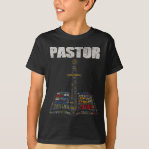 Camiseta Nuvem de palavras do ministro cristão Igreja Pasto